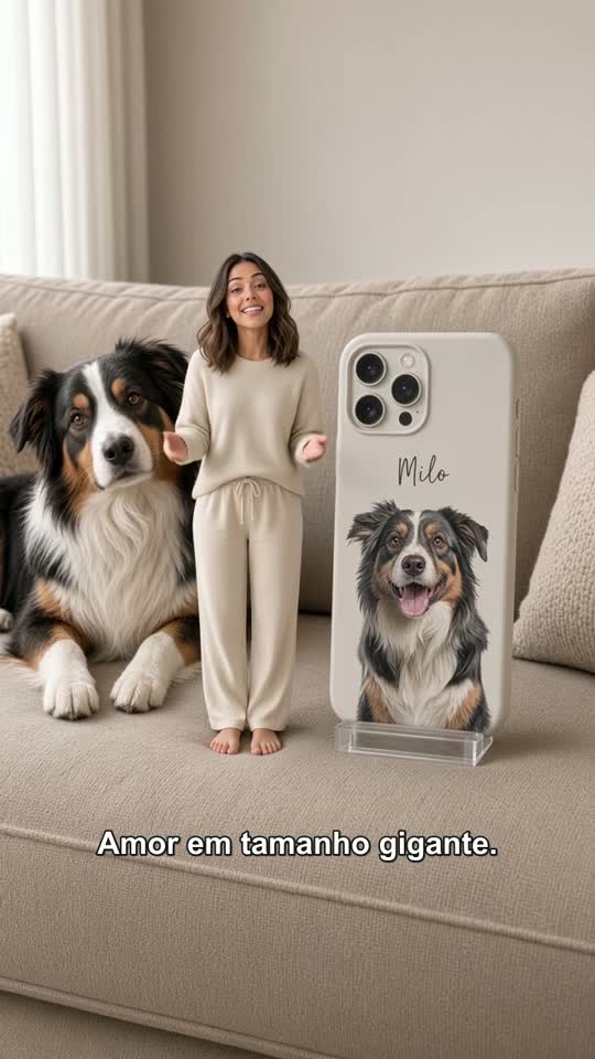 Surreal campaign with an oversized pet phone case